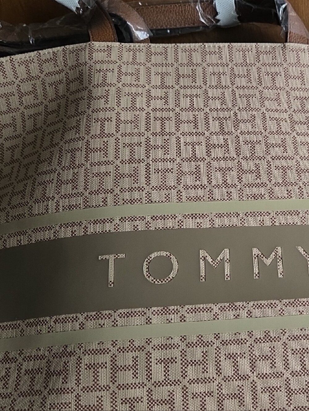 Tommy Hilfiger Beige and Brown Laptop Tote